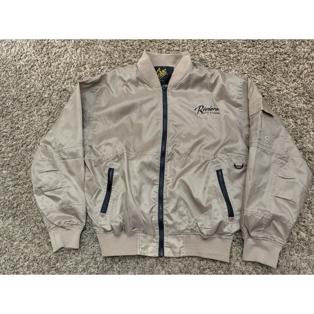 Vintage 90's Circe Riviera Las Vegas Casino Satin Jacket Beige Size Large